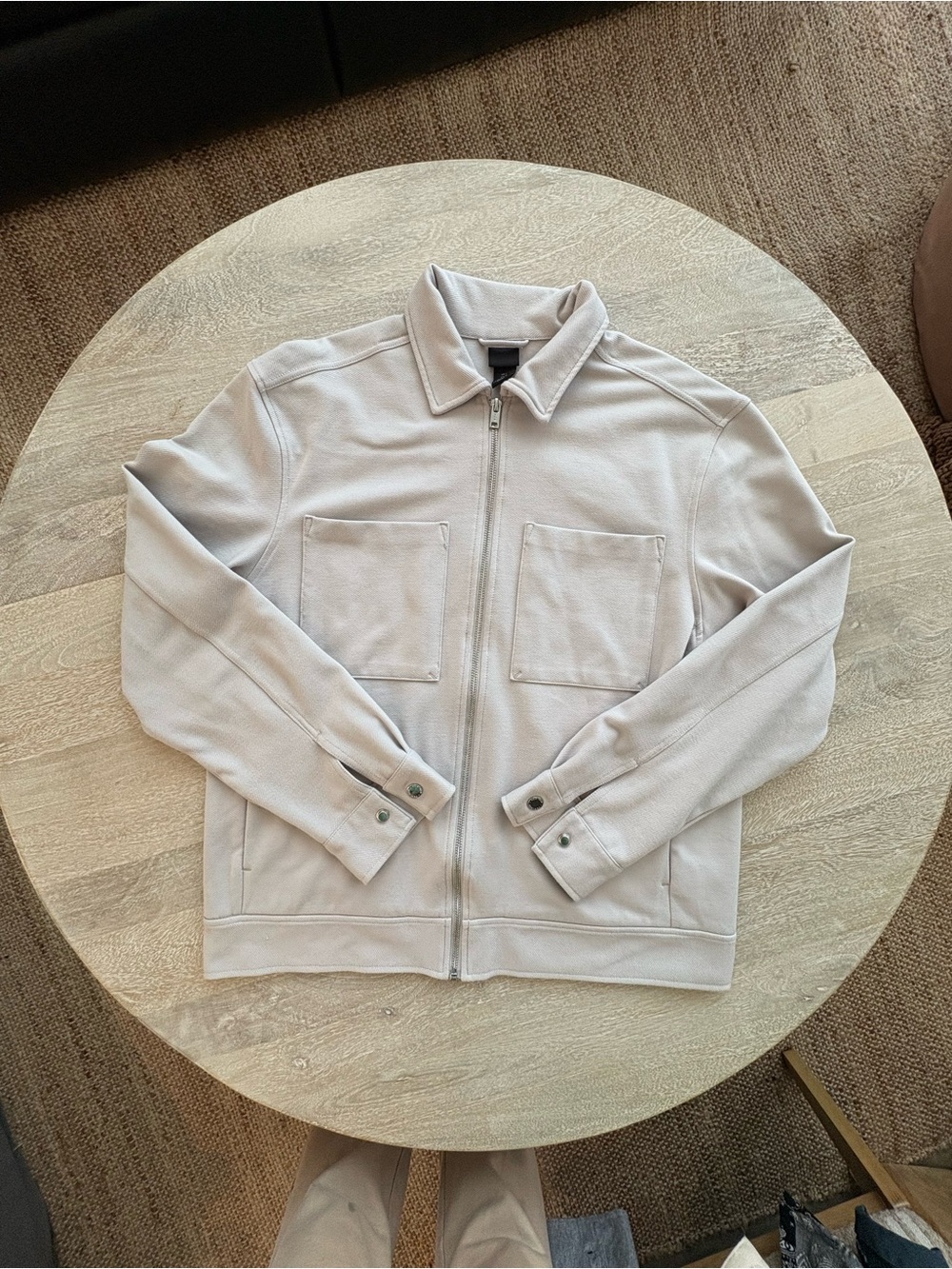 H&M Men's Light Gray Zip-Up Shirt Jacket